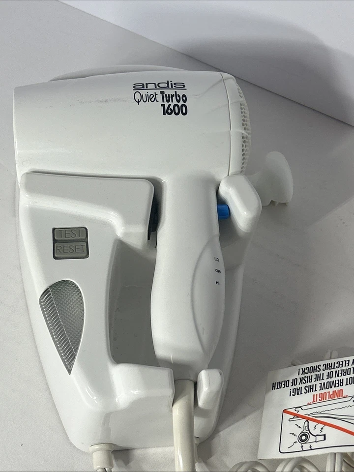 Andis Quiet Turbo Ionic Hair Dryer 1600 Watts Wall Mount Works Missing Switch - Image 1 of 4