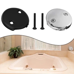 Sleek Black 3 25 Inch Tub Overflow Plate Designed for Most Standard Drains - Picture 1 of 17
