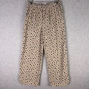 Zara Pants Girls 13/14 Beige Purple Corduroy Floral Pull On Wide Leg Pockets - Picture 1 of 11