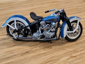 Franklin Mint 1936 Harley Davidson Knucklehead Diecast Motorcycle Blue - Picture 1 of 9