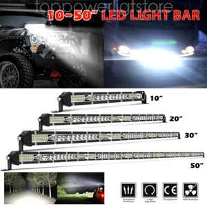 Barra de luz de trabajo LED 12"22"32"42"52 PULGADAS punto conducción de inundación para Jeep Wrangler JK CJ - Imagen 1 de 19
