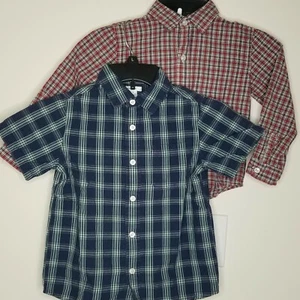 Lot 2 Greendog BT Kids Boys L/S S/S Button Up Shirts Size 6 Plaid Blue Red Green - Picture 1 of 12