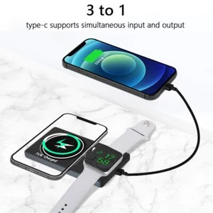 3 In 1 Magnetic Power Bank Compatible For IPhone And Compatible For IWatch 5 SG5 - Zdjęcie 1 z 10