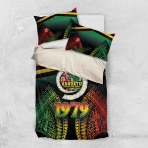 Vanuatu Constitution Day Bedding Set Polynesian Tattoo and Pig Tusk Since 1979 - Imagen 1 de 11