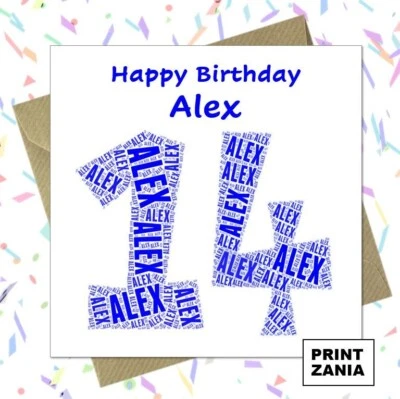 PRINTZANIA PERSONALISED 14TH BIRTHDAY CARD Son Nephew Grandson Godson Brother ACD