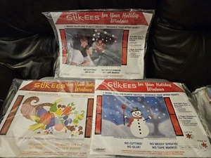 Thanksgiving, Snowman and Valentine's Window Clings Vintage Stik-EES Vinyl NOS - Picture 1 of 4