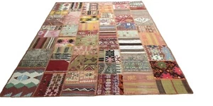 decorative kilim rug turkish kilim rug vintage kilim hemp kilim Patchwork rug - Picture 1 of 12