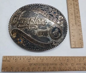 2008 CHAMPION NATIONAL BARREL HORSE ASSOC. - BELT BUCKLE -damaged- listing #7581 - Picture 1 of 9