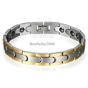 12MM Men Magnetic Link Chain Stainless Steel Bracelet w Free Link Removal Tool - Picture 1 of 7