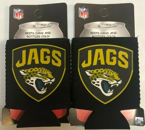 Jacksonville Jaguars Name & Logo NFL Collapsible Can Cooler SET OF 2 Cover