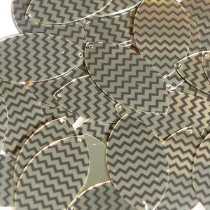 Sequin Navette Leaf 1.5" Gold Black Pinstripe Metallic Couture Paillettes - Picture 1 of 2