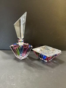 MURANO SOMMERSO KRISTALL PARFÜMFLASCHE REGENBOGEN UND BOX - Bild 1 von 8