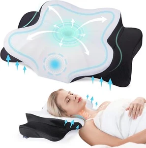 GebĂ€rmutterhalskissen zur Linderung von Nackenschmerzen, ergonomische orthopĂ€dische NackenstĂŒtze, schwarz - Bild 1 von 6
