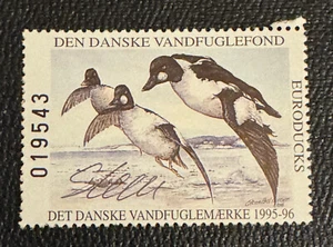 1995 Denmark Duck stamp Wildlife Habitat Conservation Artist Signed - Picture 1 of 2