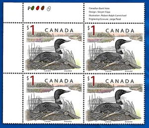 CANADA $1.00 LOON postage stamp CORNER BLOCK MNH - Picture 1 of 1