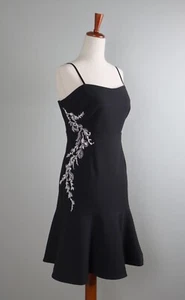 WHITE HOUSE BLACK MARKET $150 Embroidered Beaded Evening Flounce Dress Size 6 - Picture 1 of 6