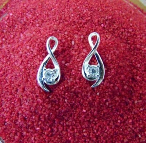 Pendientes de plata 925 infinito circón blanco 17 mm geométrico - Imagen 1 de 11
