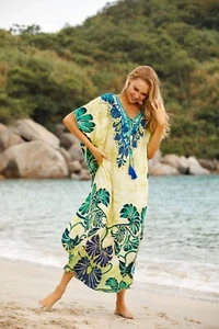 AU STOCK SOFT COTTON OVERSIZE KAFTAN TUNIC KIMONO DRESS BIKINI COVER UP 295 - Picture 1 of 5