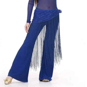 Women Belly Dance Sequin Tribal Tassel Hip Scarf Bellydance Triangle Hip Scarf - Picture 1 of 34