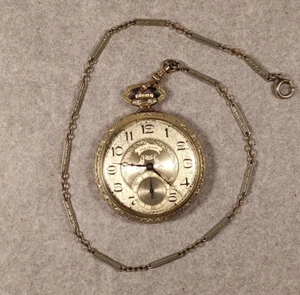 1926 Illinois Size 12 Grade 405 Time King Deco 10K GF Pocket Watch Parts/Repair - Picture 1 of 19