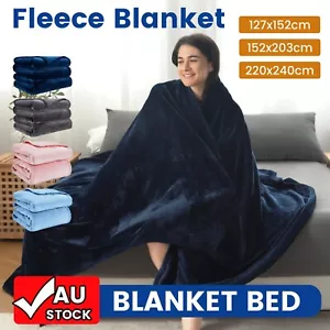 Warm Soft Fleece Blanket Winter Sofa Bed Blanket COZY Soft Throw/Queen Size AU - Picture 1 of 27