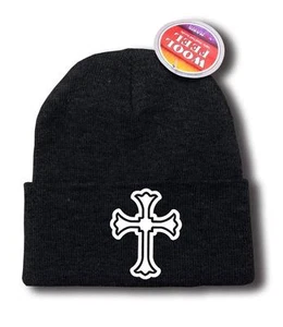 NEW MEN WOMEN PRINTED "CROSS" FUNNY Snowboard SKI Beanie HAT HIP HOP MMA - Picture 1 of 4