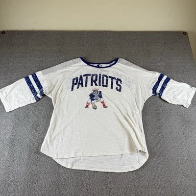 Camiseta deportiva blanca de los New England Patriots para mujer talla grande día de juego Starter Foto 1 de 4