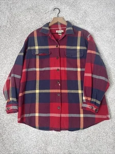 Camicia donna Eddie Bauer flanella con bottoni grande manica lunga a quadri rosso navy - Foto 1 di 11