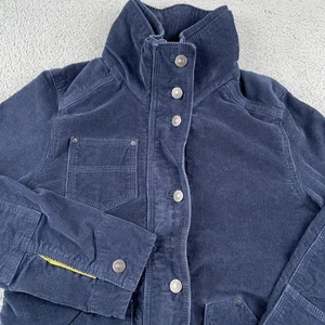 Eddie Bauer Jacket Womens Small Blue Corduroy Snap Zip Utility Lined Casual - Picture 1 of 11