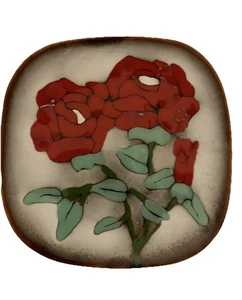 Vintage Keramik Schale Volkskunst kleine Rosen handbemalt - Bild 1 von 9