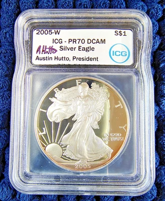 2005-W Proof American Silver Eagle - ICG PR 70 DCAM - Nice Edge Toning - Image 1 of 4