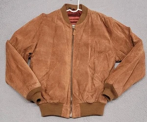 Vintage Hein Gericke Jacket Mens Small Brown Suede Leather Zip Up Bomber - Picture 1 of 20