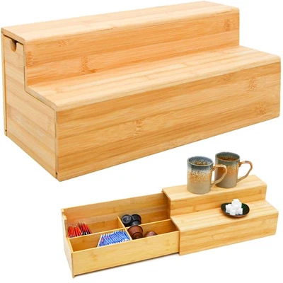 Kaffee und Tee Bambus Box 36x17x16 Kaffeekapsel Organizer Holz Teebox Schublade - Bild 1 von 4