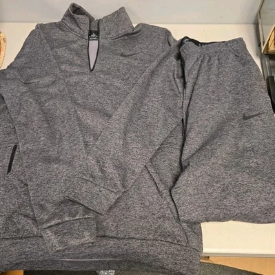 Nike Gray Dri-Fit Sweatsuit Mens Size XL Quater-Zip Pullover And Sweatpants  - Image 1 of 4