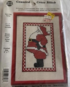 Kit punto croce Babbo Natale contato NMI ago magico Natale cornice rossa inclusa - Foto 1 di 2