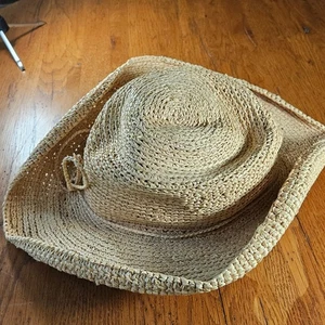 Orvis Stroh Cowboy Hut Damen Natur Gewebt Western Sac-Hut Packbar - Bild 1 von 9