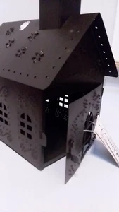 NIB TWINKLE TOWN TIN CABIN CANDLE HOLDER RUSTIC FARMHOUSE AT HOME AMER RETIRED - Picture 1 of 12