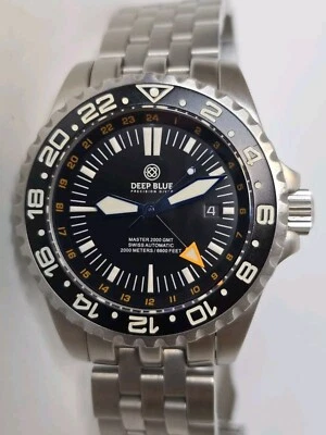 Deep Blue Men's Master 2000 Swiss Automatic Watch GMT Black 45mm 2893 - Image 1 of 4