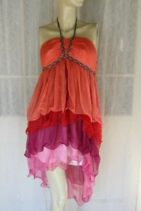 BNWT SIZE 10 EVER PRETTY ORANGE RED CHIFFON POLYESTER TIERED HALTER DRESS $100🥨 - Picture 1 of 6