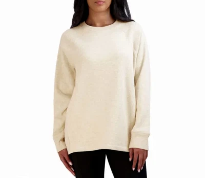 Kirkland Signature Women's Cozy Fleece Crewneck Sweatshirt, Oatmeal Large - Image 1 of 4