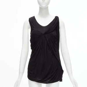 LANVIN black asymmetric draped bust scoop neck sleeveless tank top FR32 XXS - Picture 1 of 10