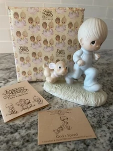 Precious Moments Gods Speed Figurine Boy Jogging with Dog - Picture 1 of 16