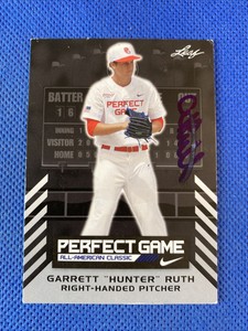 2016 Leaf Perfect Game Nike AA Classic Aflac Game-Day Garrett "Hunter" Ruth Auto