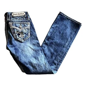 Rock Revival Blue JEAN 25 Fana Mid Rise Straight Stretch Womens Demin Size 2 - Picture 1 of 11