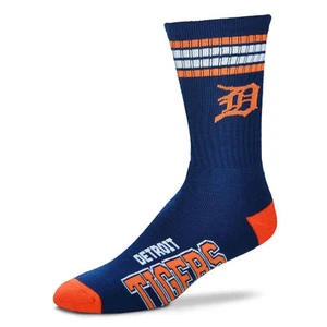 Detroit Tigers Men's Crew Socks Large Size 10 to 13 4 Stripe - Picture 1 of 1
