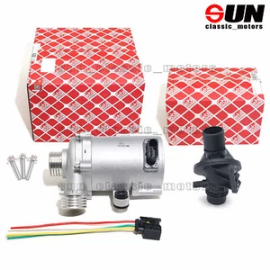 FEBI Electric Water Pump with Thermostat Kit For BMW 328i 528i 530xi 525xi X3 X5 - Picture 1 of 11