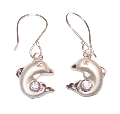 Ohrhänger  Silber 925 Zirkoniabrillant  Delfine Tümmler Silberohrringe Ohrringe  - Bild 1 von 4