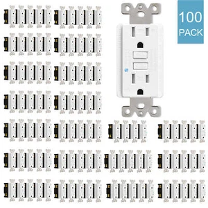 100PCS 15AMP GFCI Outlet Receptacle Tamper Resistant - ETL GFI TR WR White Plate - Picture 1 of 12