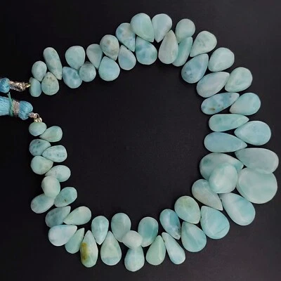 Gema Natural Larimar 7x5 a 14x9 mm Tamaño Suave Forma Pera Cuentas 8" Hilo Foto 1 de 4
