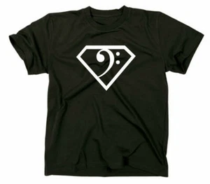 Bass Bassschlüssel Superman T-Shirt Bassist Gitarre Player Symbol Logo Funshirt - Bild 1 von 6